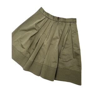 Banana Republic Olive Green Satin Pleated Skirt‎  Women's Size 10 NEW